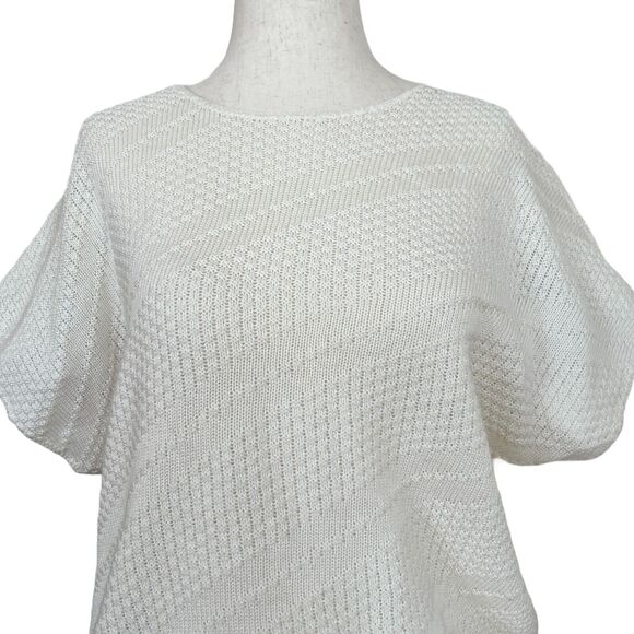 Vintage 1980s Leslie Fay Sweater | Made in USA Textured Knit Batwing Pullover - Picture 2 of 9